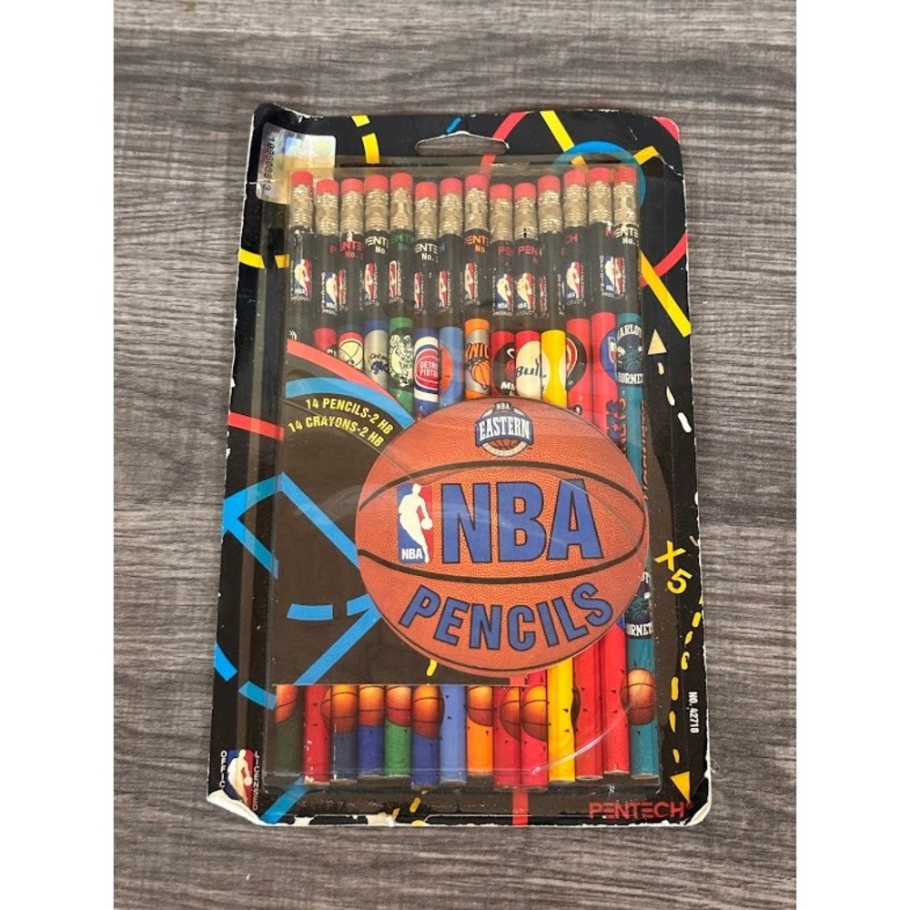 Vintage 1994 Pentech NBA Pencils and Crayons Set 28pc Sealed Deadstock 42710